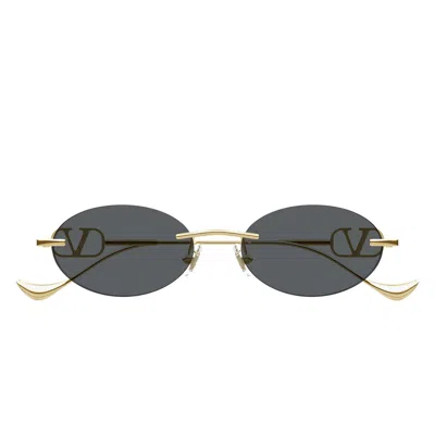 Valentino Garavani Gold Metal Sunglasses In Multi