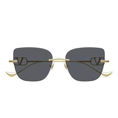 Valentino Sunglasses Vg0033 S 001 Gold/dark Grey Women In Gray