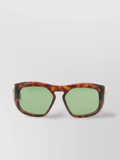 Valentino Sunglasses With Tortoiseshell Frame And Green Lenses In Brown