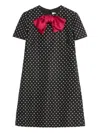 Valentino Polka Dot Mini Dress With Bow In Black