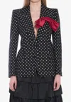 Valentino Supergran Polka Dots Blazer With Bow In Black