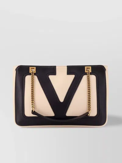 Valentino Garavani Superstar Leather Shoulder Bag With Chain Strap In Black