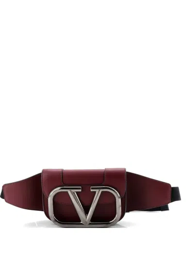 Pre-owned Valentino Garavani Supervee Leather Belt Bag In Red