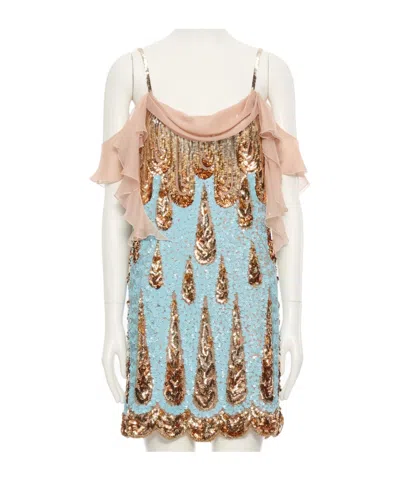 Valentino Suspender Dress In Blue