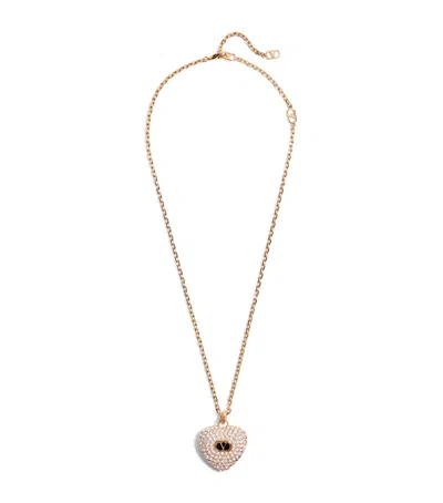 Valentino Garavani Swarovski Crystal Coeur Royal Necklace In Gold