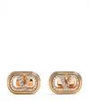 Valentino Swarovski Crystal-embellished Ovalette Logo Earrings In Gold