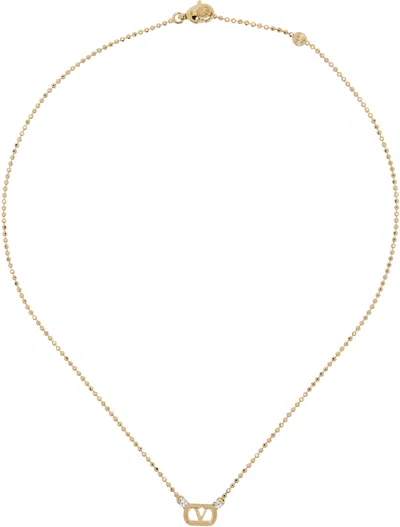 Valentino Garavani Swarovski Crystals & Metal Ovalette Necklace In Gold