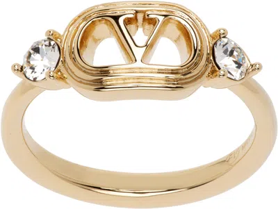Valentino Garavani Swarovski Crystals & Metal Ovalette Ring In Gold