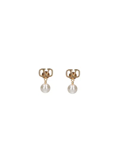 Valentino Garavani Swarovski® 'vlogo Signature' Pearl Earrings In Gold