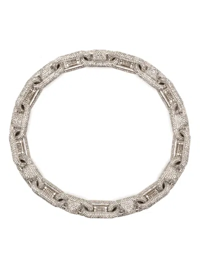 Valentino Garavani Swarovsky Crystal Pavé Necklace In Silber