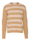 Valentino Striped Wool And Cashmere-blend Jumper In Beis