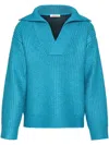 Valentino Garavani Turquoise Silk Blend Sweater In Blue
