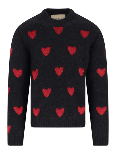 Valentino Sweater In Mixed Lana And Mohair In Black