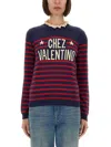 Valentino Knitwear Sweater Asymmetric Neck Design In Multi