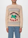 Valentino Pegasus-embroidered Striped Sweater In Neutral