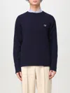 Valentino Shetland Wool Crewneck Jumper With Vlogo Embroidery In Blue