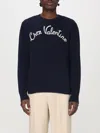 Valentino Logo-embroidered Wool Sweater In Blue