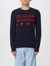 Valentino Wool Sweater Heart Motif In Blue