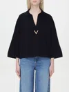 Valentino Wool Solid Sweater In Blue