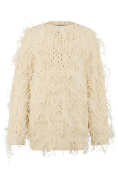 Valentino Sweater With Crew Neck In Virgin Wool In Yellow