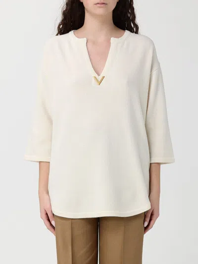 Valentino Sweater With V Logo Detail In Neutral