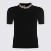 Valentino Embellished Neckline Fitted Short Sleeve Knitwear