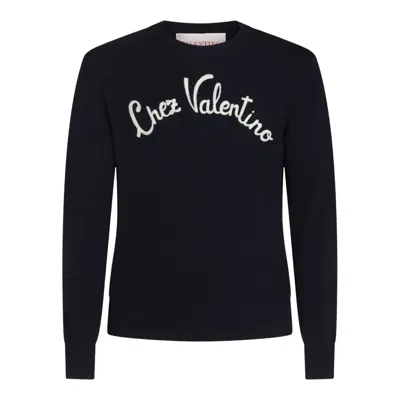 Valentino Sweaters Blue And Green In Black