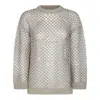 Valentino Sequin-embellished Metallic Open-knit Linen-blend Sweater In Ecru/silver