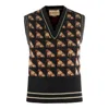 Valentino Sleeveless V Neck Dog Pattern Knitwear