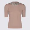 Valentino Crewneck Knitwear Embellished Keyhole Back In Brown
