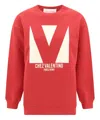 Valentino Oversized Logo Crew Neck Sweatshirt In Red