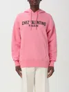 Valentino Pink Cotton Hoodie With Kangaroo Pocket In Pink
