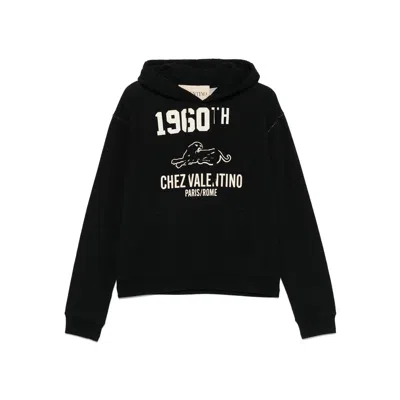 Valentino Garavani Hoodie With Logo Print In Black