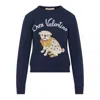Valentino Dog Design Cotton Sweatshirt In Blue