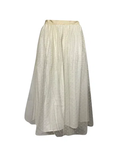 Pre-owned Valentino Swiss-dot Tulle Midi Skirt In Neutral