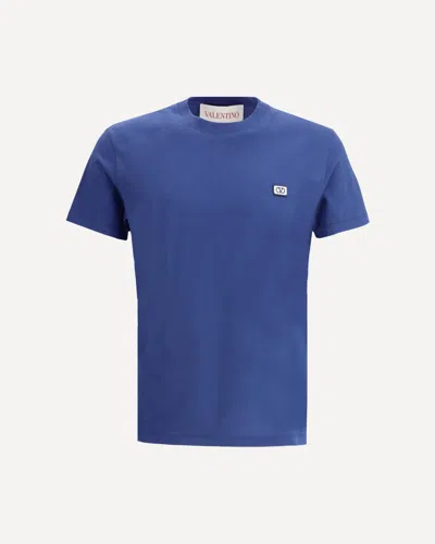 Valentino Vlogo Patch Crewneck T-shirt In Blue