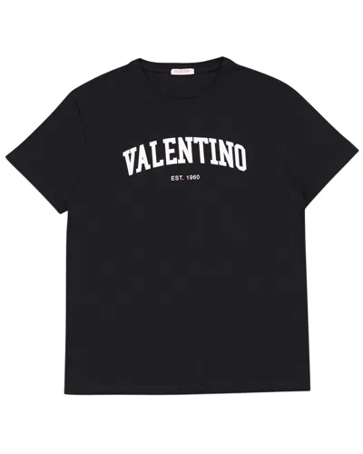 Valentino Logo Printed Crewneck T-shirt In Black