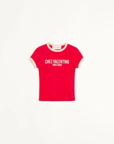 VALENTINO VALENTINO JERSEY COTTON T-SHIRT WOMAN NEW RED/BIRCH L