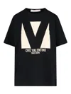 Valentino Cotton Crew Neck T-shirt Drop Shoulder In Black