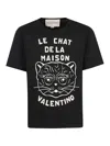 Valentino Garavani T-shirt With Le Chat De La Maison Print In Black