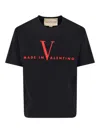 Valentino Crew Neck Short Sleeve T-shirt Design In Black