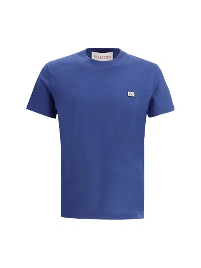 Valentino Vlogo Patch Crewneck T-shirt In Blue