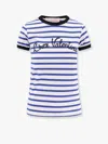 Valentino Womens Striped Embroidered Cotton-jersey T-shirt Avorio Blu In Blue