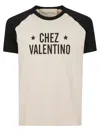 Valentino Sleeve Contrast Graphic Print Crew Neck In White