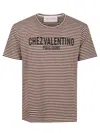 Valentino Striped Cotton T-shirt With Chez Print In Rgu Burro T Moro