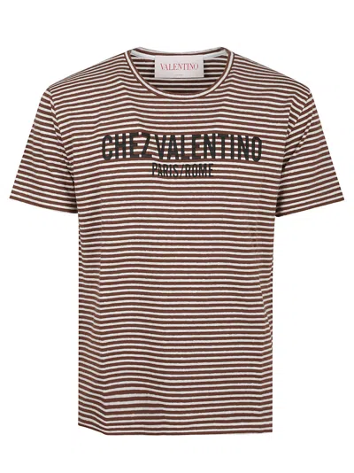 Valentino Striped Cotton T-shirt With Chez Print In There Is No Color Specification For This Product.