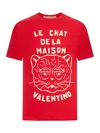 Valentino Garavani T-shirt With Le Chat De La Maison Print In Red