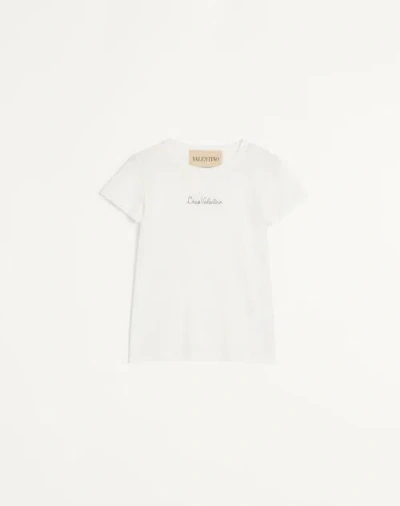 Valentino T-shirt En Coton Femme Ivoire M In White