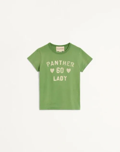 VALENTINO VALENTINO PRINTED COTTON T-SHIRT WOMAN LAUREL/BIRCH XXS