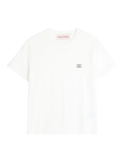 Valentino T-shirt Jerseyregular Patch Logo Avorio In Cream
